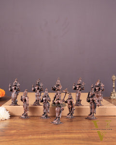 Pure Copper Vishnu Dashavatar Idol Set 3.5"