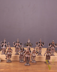 Pure Copper Vishnu Dashavatar Idol Set 3.5"