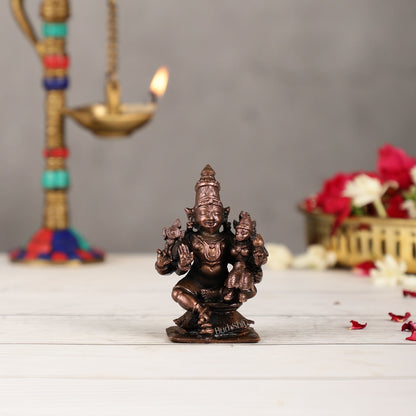 Pure Copper Vishnu Lakshmi Idol | Height 3 inch | BudhShiv Brass Handicrafts