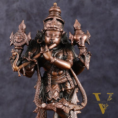 Pure Copper Vishnu roopam Charbhuja Krishna Idol | 6"