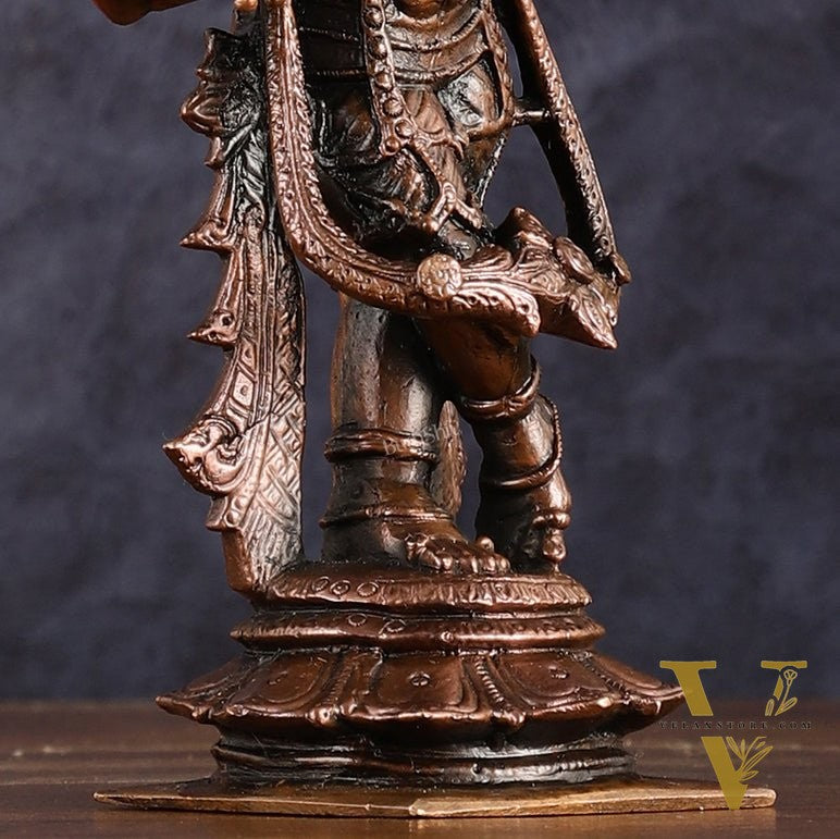Pure Copper Vishnu roopam Charbhuja Krishna Idol | 6"