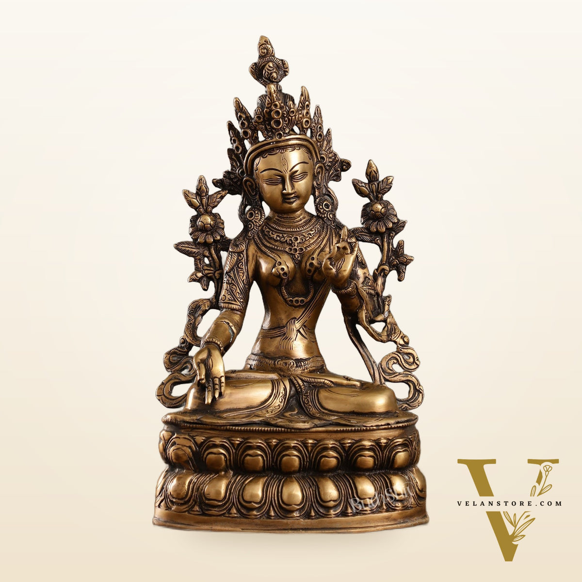 Pure Fine Brass White Tara Statue | 14 inch