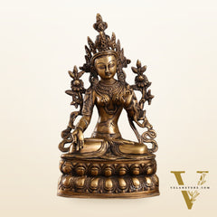 Pure Fine Brass White Tara Statue | 14 inch