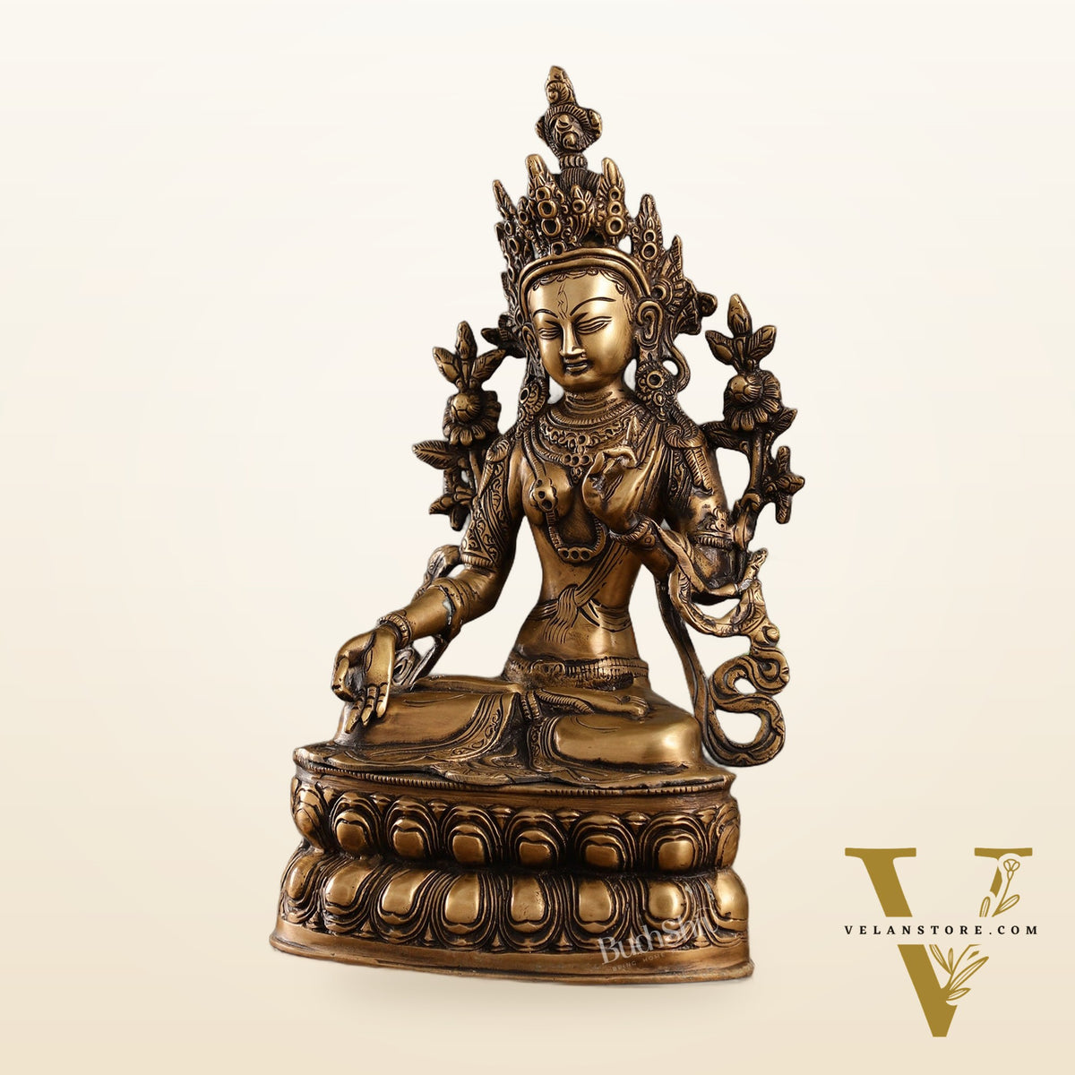 Pure Fine Brass White Tara Statue | 14 inch