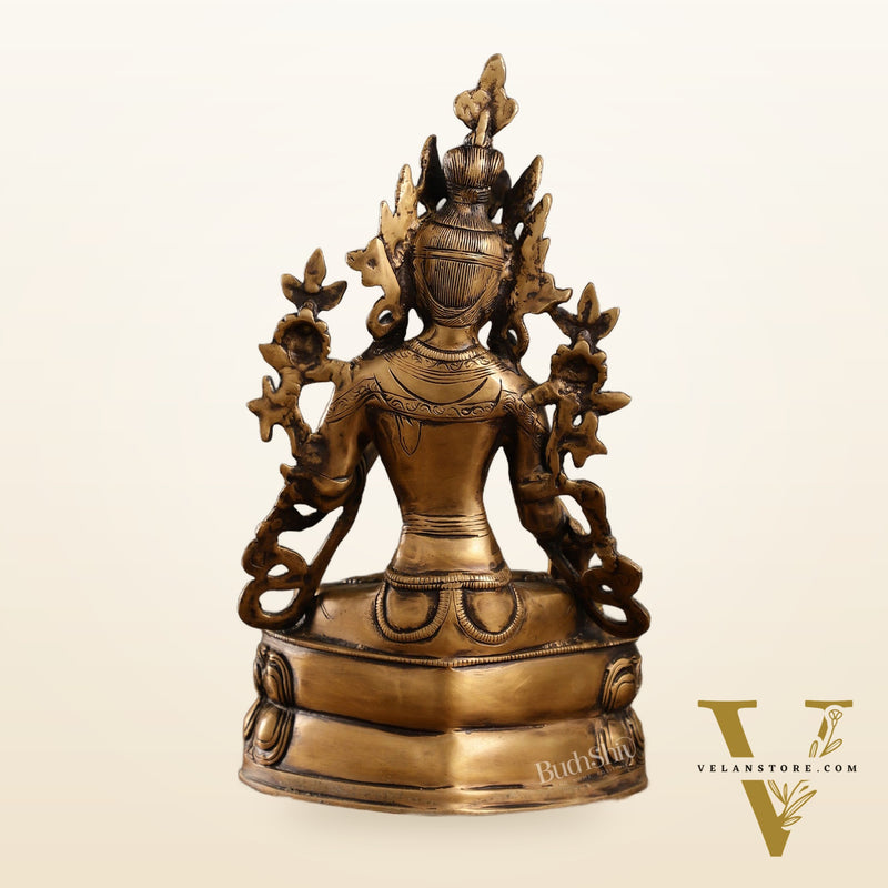 Pure Fine Brass White Tara Statue | 14 inch