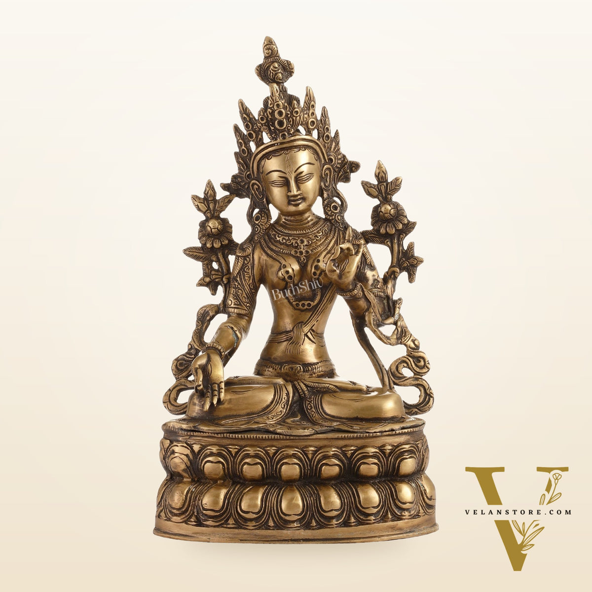 Pure Fine Brass White Tara Statue | 14 inch