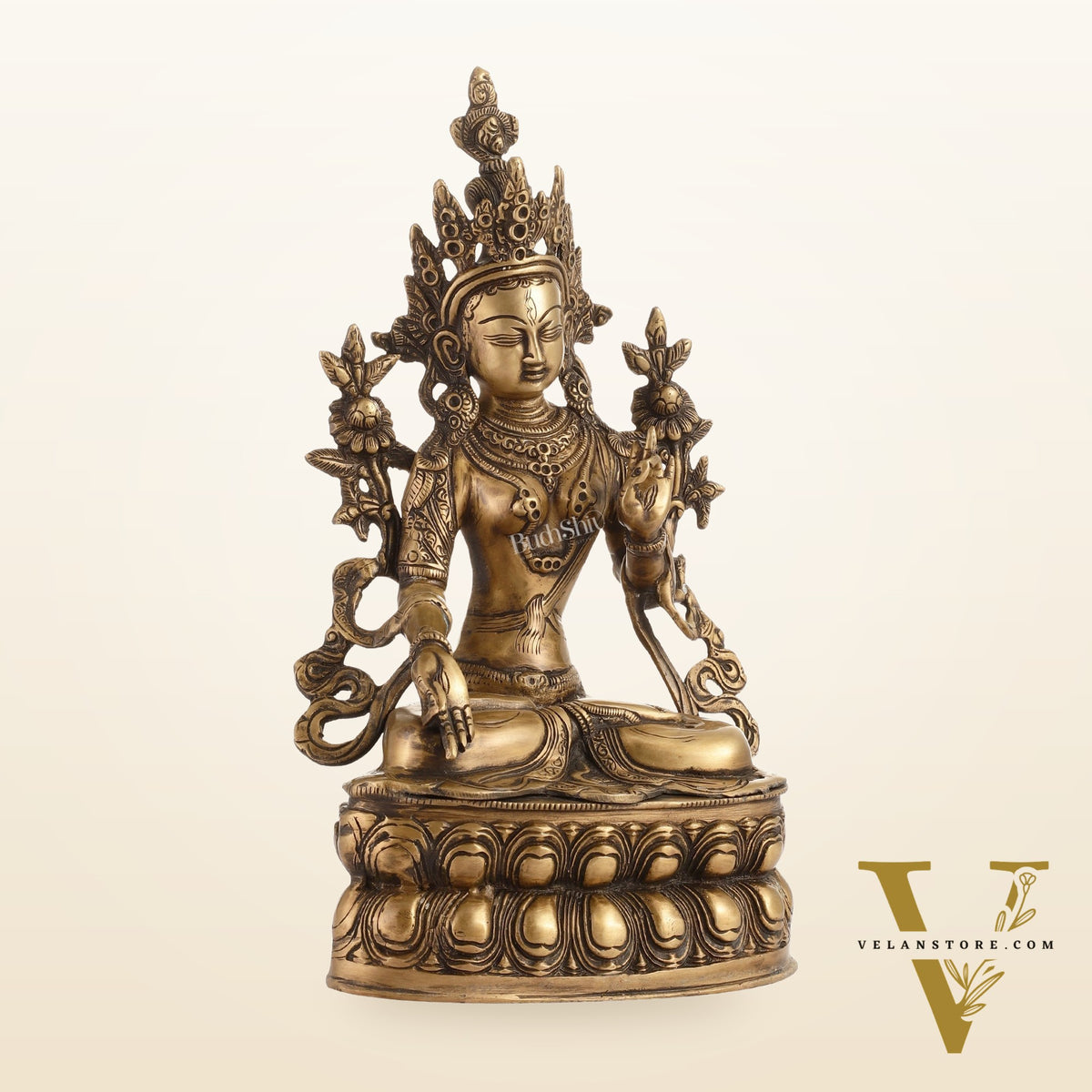 Pure Fine Brass White Tara Statue | 14 inch