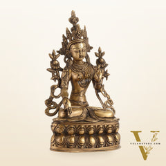 Pure Fine Brass White Tara Statue | 14 inch