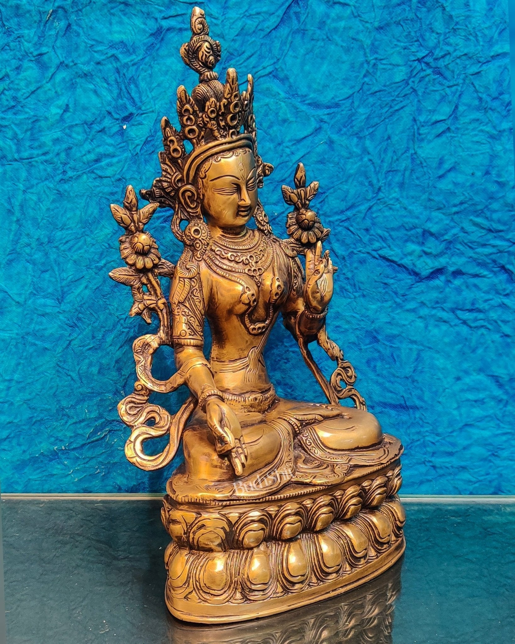 Pure Fine Brass White Tara Statue | 14" x 8" x 5" |