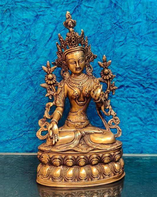 Pure Fine Brass White Tara Statue | 14" x 8" x 5" |