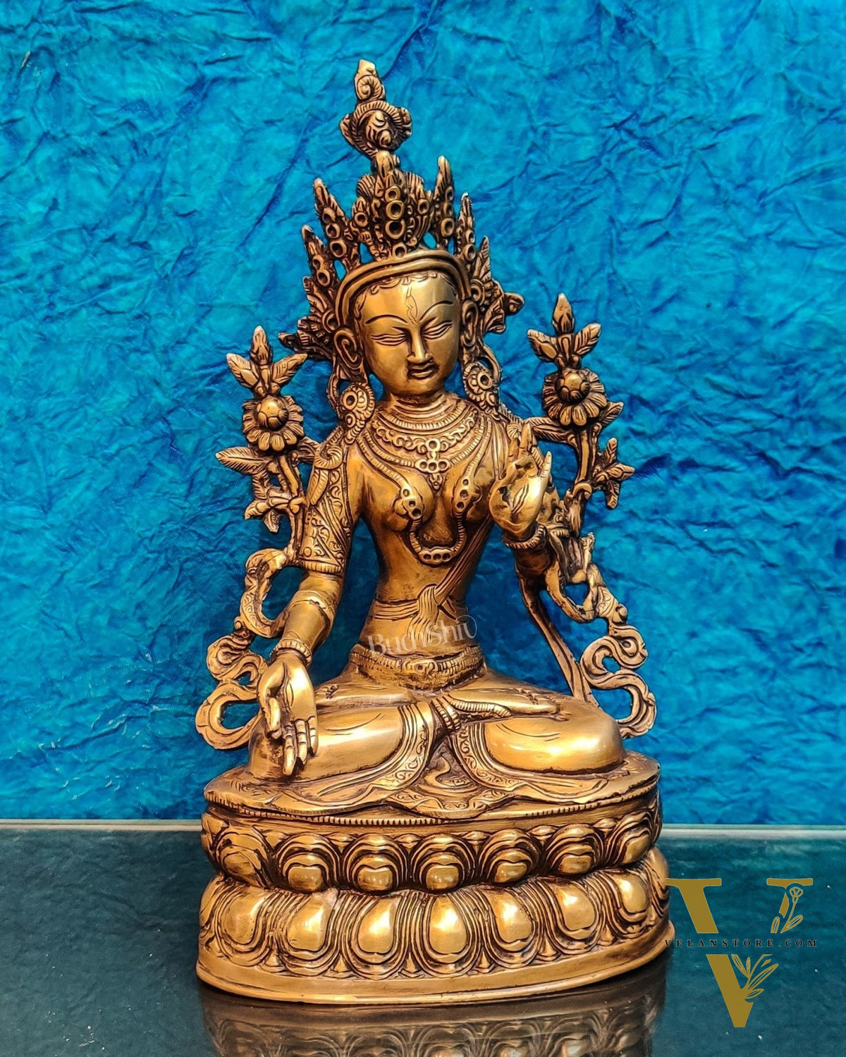 Pure Fine Brass White Tara Statue | 14" x 8" x 5" |