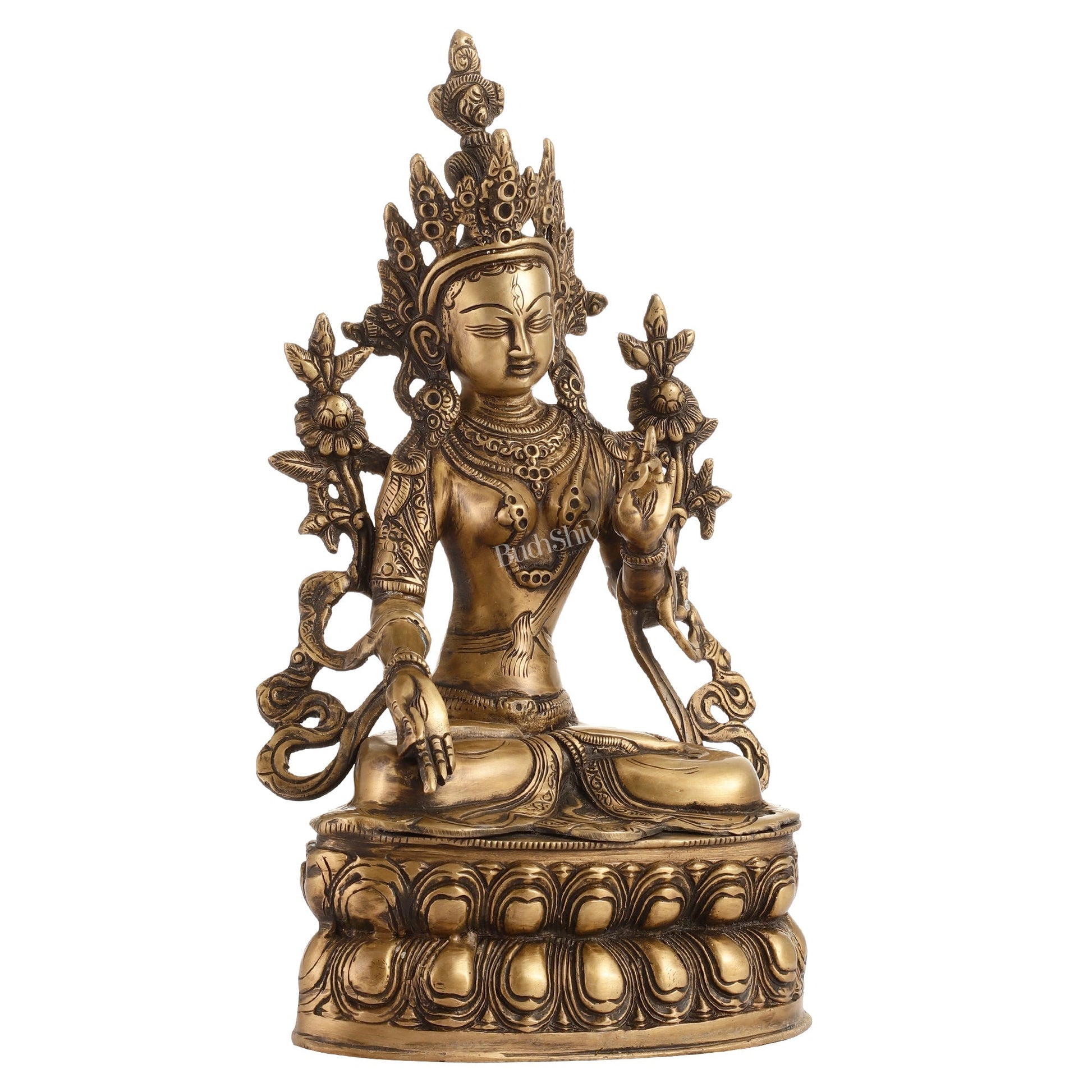 Pure Fine Brass White Tara Statue | 14 inch
