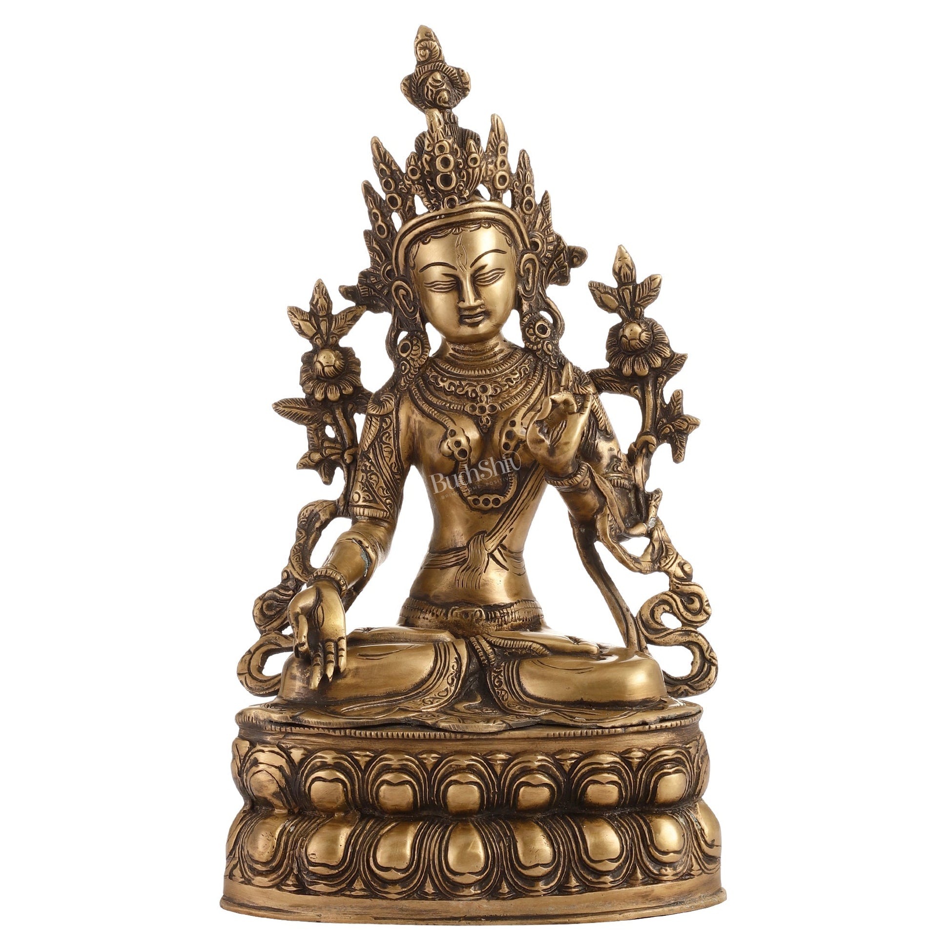 Pure Fine Brass White Tara Statue | 14 inch