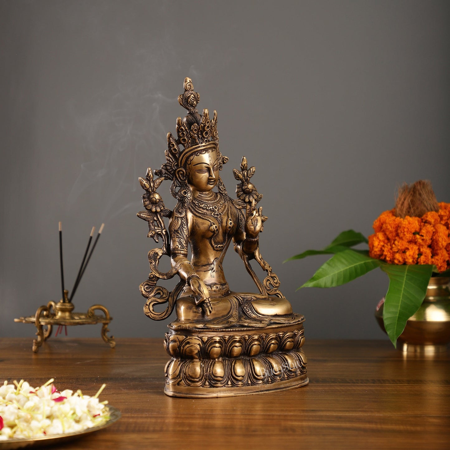 Pure Fine Brass White Tara Statue | 14 inch
