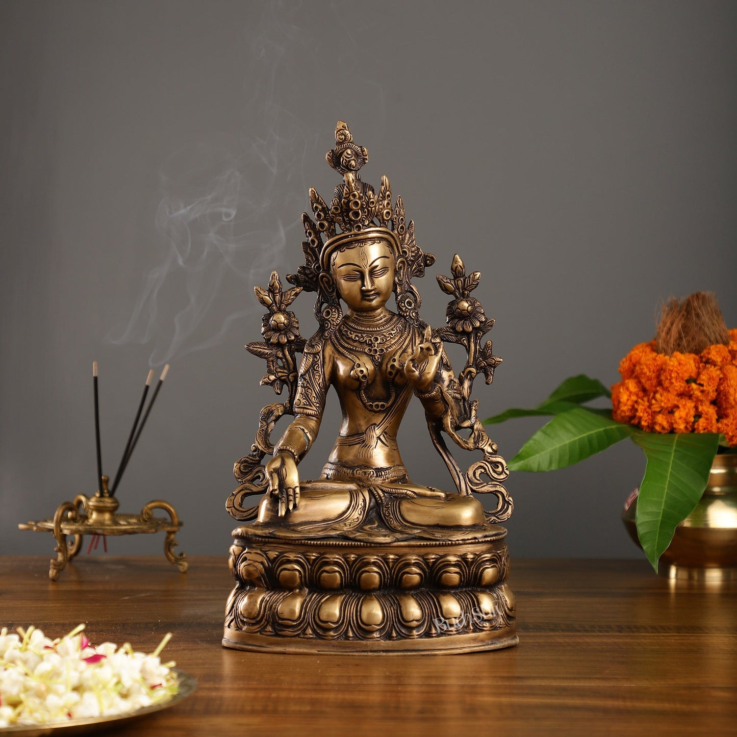 Pure Fine Brass White Tara Statue | 14 inch