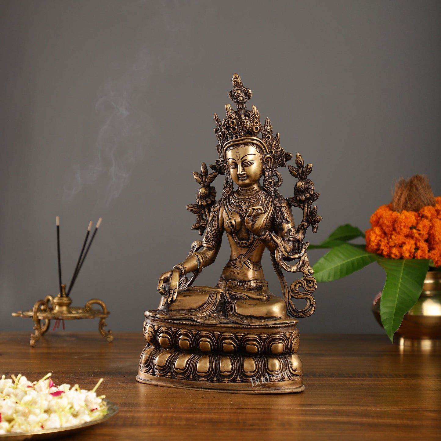 Pure Fine Brass White Tara Statue | 14 inch