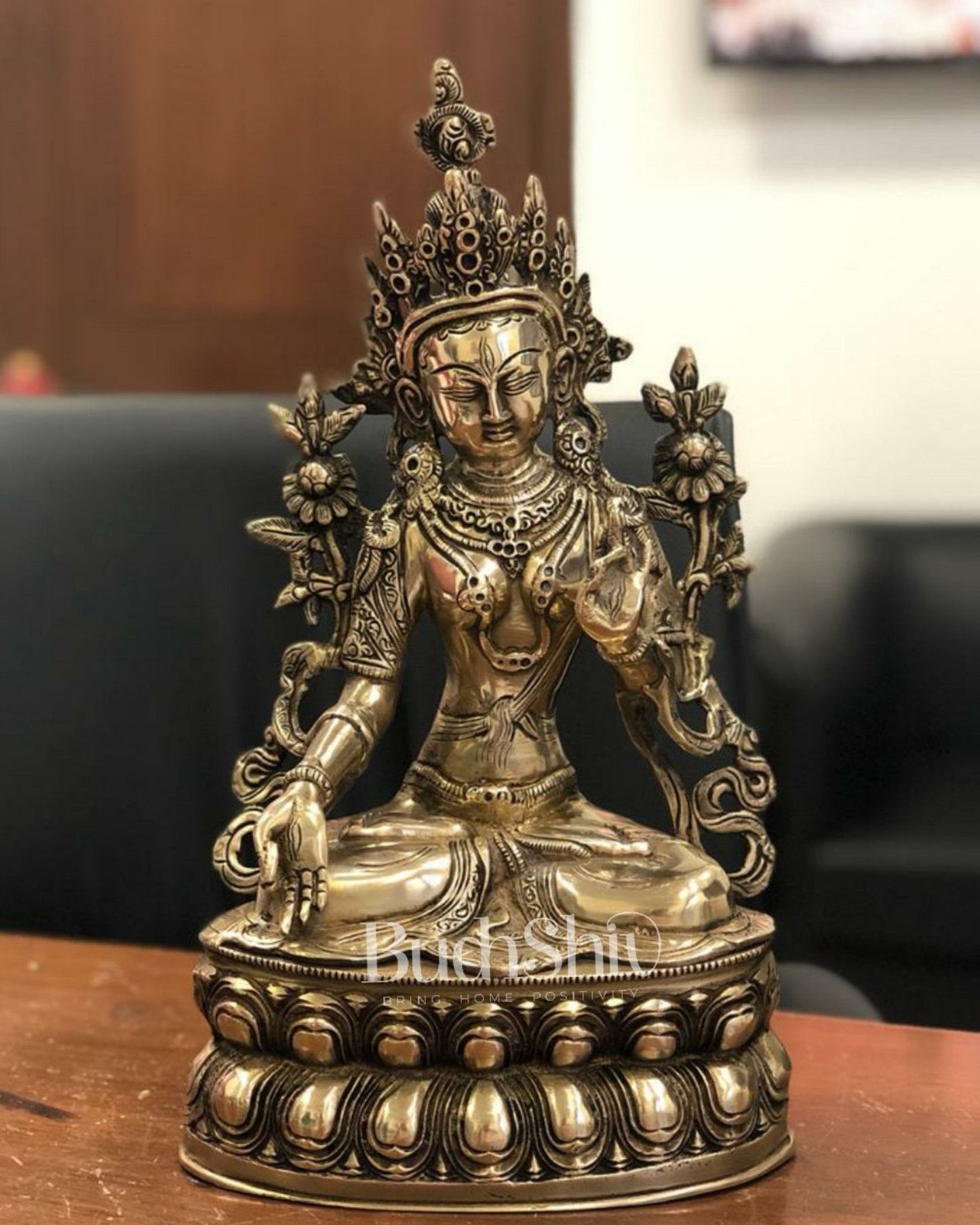 Pure Fine Brass White Tara Statue | Symbol of Purity | 14" x 8" x 5"