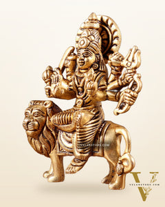 Pure Solid Brass Goddess Durga Idol – 4" Height, 550g