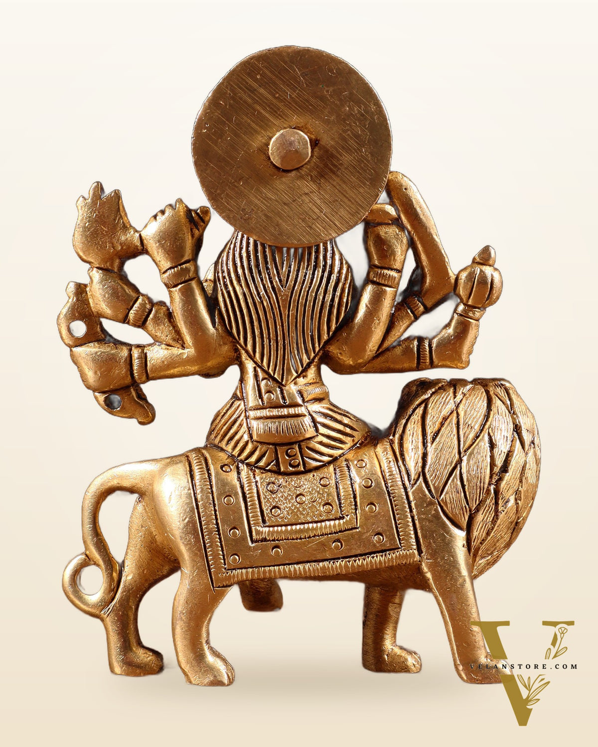 Pure Solid Brass Goddess Durga Idol – 4" Height, 550g