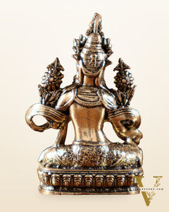 Pure Superfine Brass Buddhist Green Tara Miniature Idol 2 inch