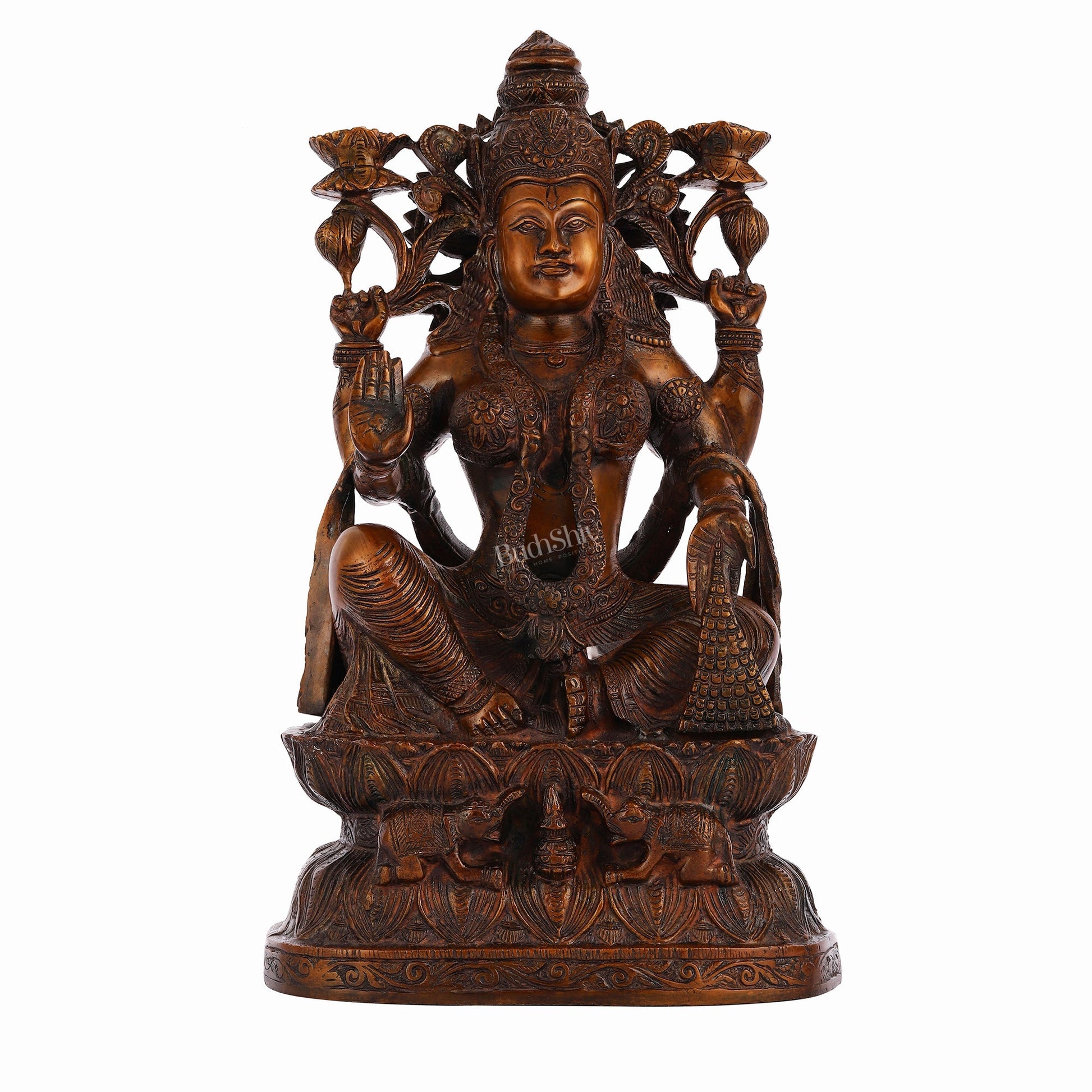 Pure Superfine Brass Goddess Lakshmi Idol - 15.5"
