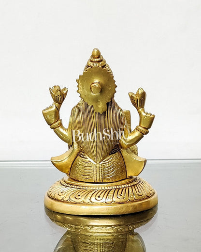 Pure Superfine Brass Goddess Lakshmi Idol | 4.5" Height | Intricate Carvings