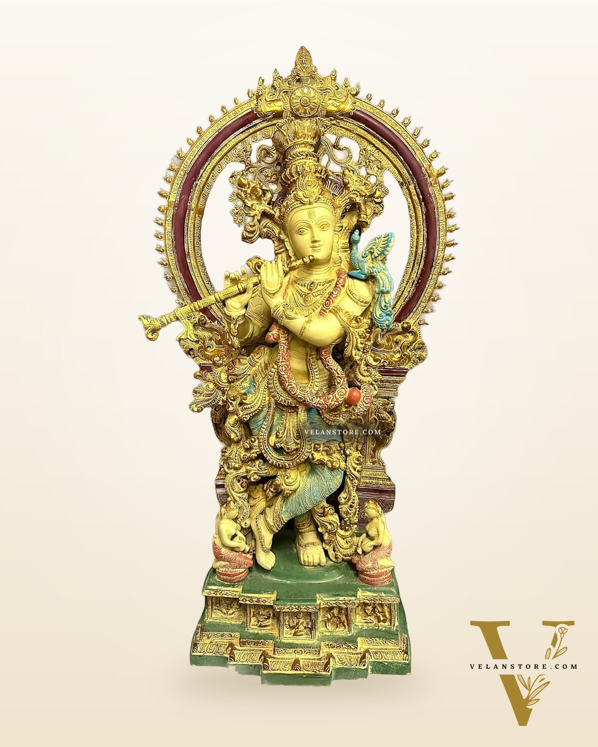 Pure Superfine Brass Krishna Statue | 32 Inch