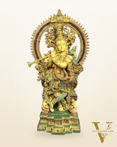 Pure Superfine Brass Krishna Statue | 32 Inch
