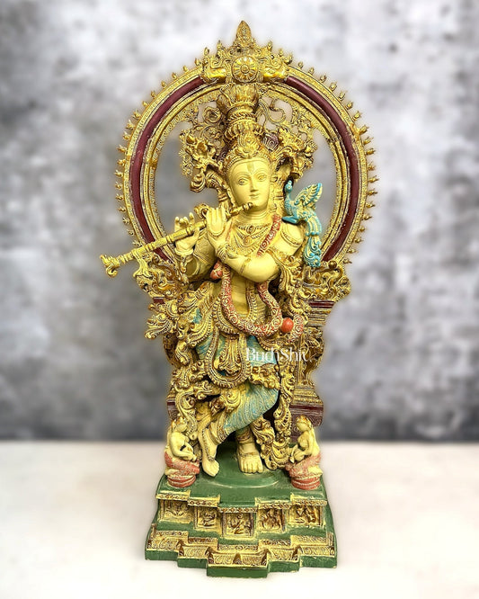 Pure Superfine Brass Krishna Statue | 32 Inch
