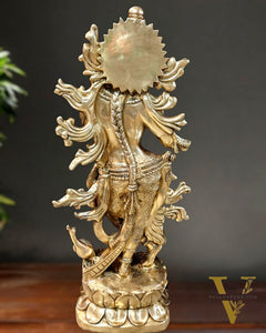 Pure Superfine Brass Large Lord Krishna Statue - 4 Feet Tall