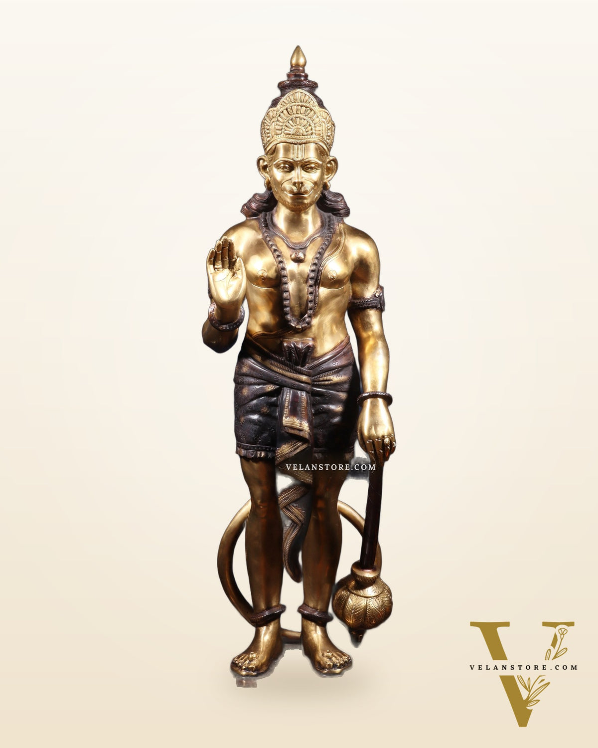 Pure Superfine Brass Large Standing Hanuman Statue 38"