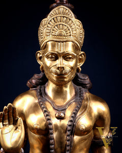 Pure Superfine Brass Large Standing Hanuman Statue 38"