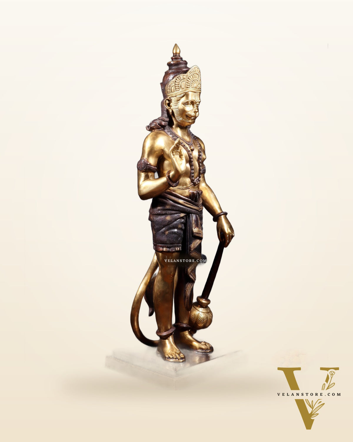 Pure Superfine Brass Large Standing Hanuman Statue 38"