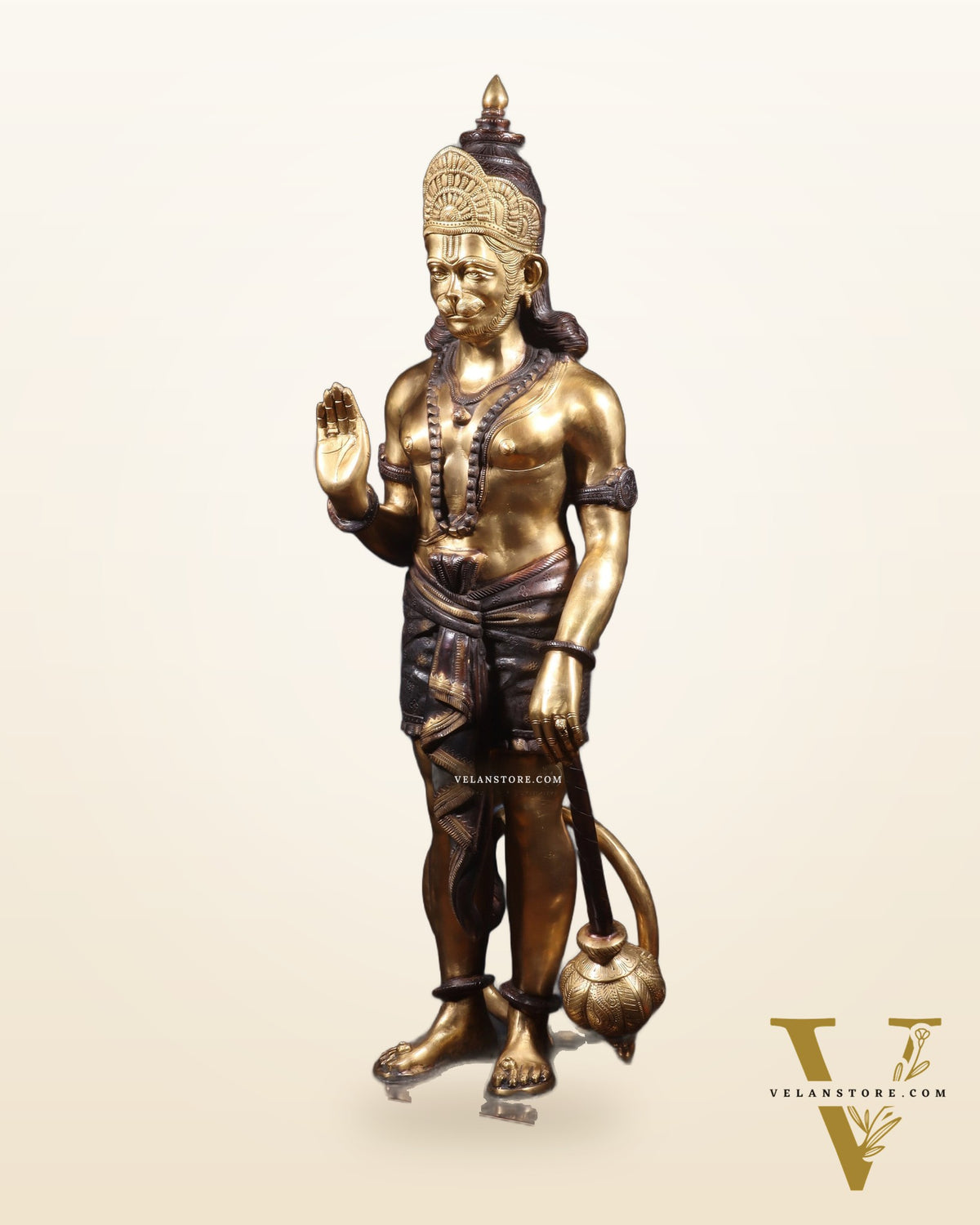 Pure Superfine Brass Large Standing Hanuman Statue 38"