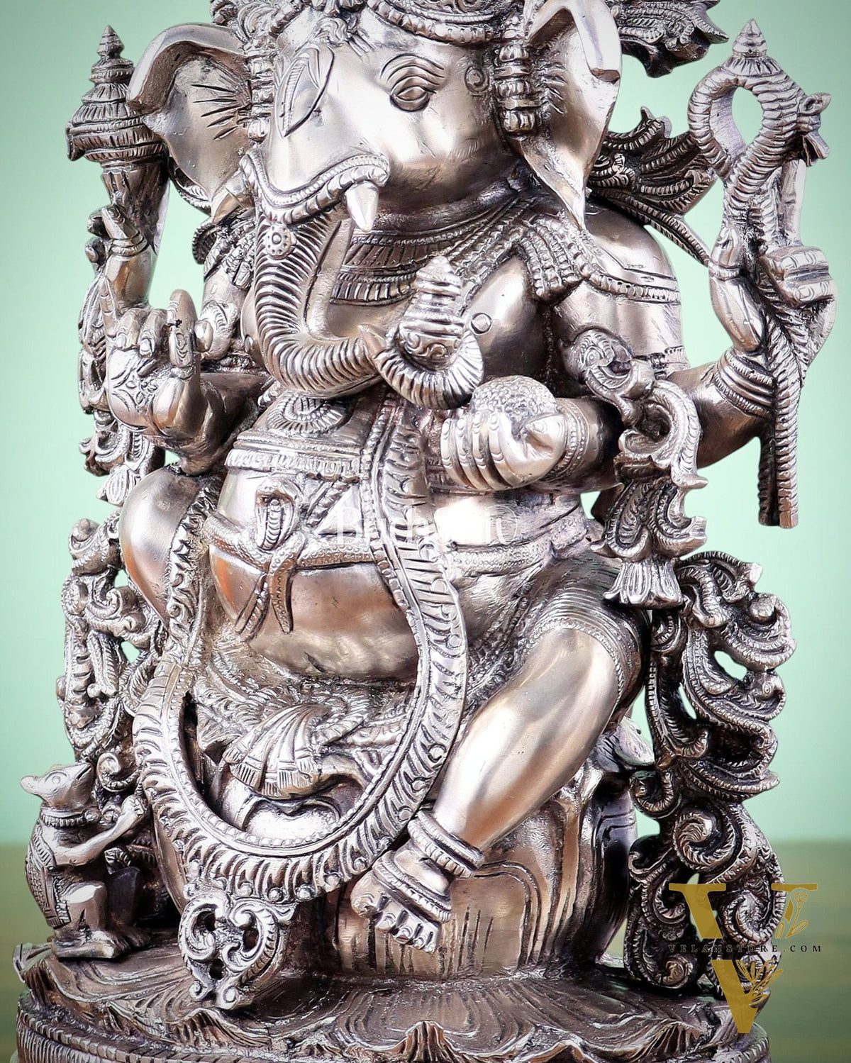 Pure Superfine Brass Lord Ganesha Unique Statue 14 inch silver plated