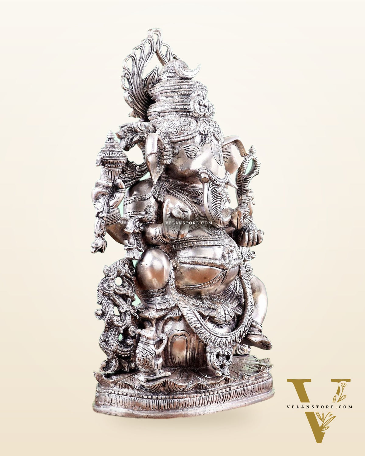 Pure Superfine Brass Lord Ganesha Unique Statue 14 inch silver plated