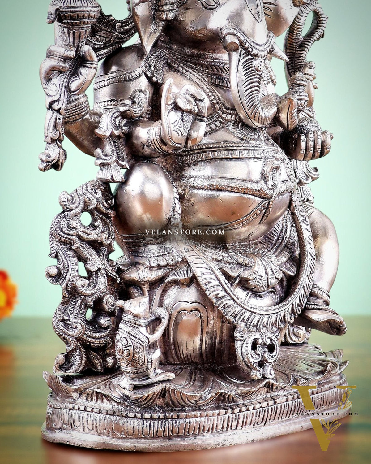 Pure Superfine Brass Lord Ganesha Unique Statue 14 inch silver plated