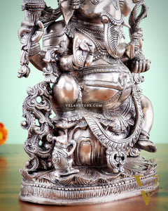 Pure Superfine Brass Lord Ganesha Unique Statue 14 inch silver plated