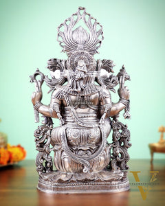 Pure Superfine Brass Lord Ganesha Unique Statue 14 inch silver plated