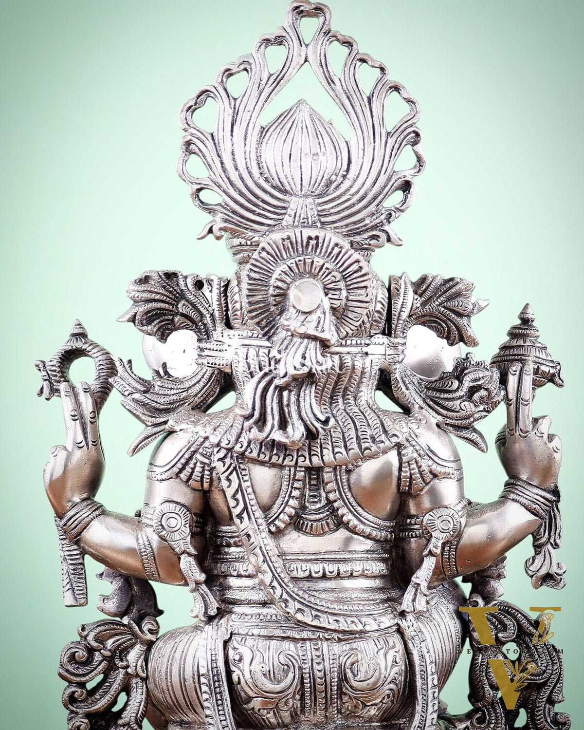 Pure Superfine Brass Lord Ganesha Unique Statue 14 inch silver plated