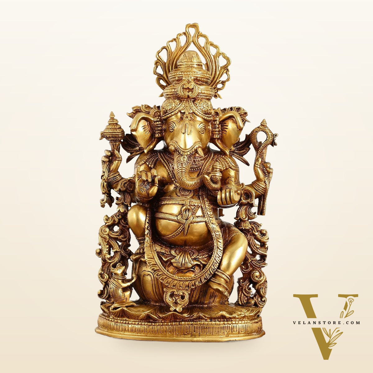 Pure Superfine Brass Lord Ganesha Unique Statue 14 inch