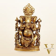 Pure Superfine Brass Lord Ganesha Unique Statue 14 inch