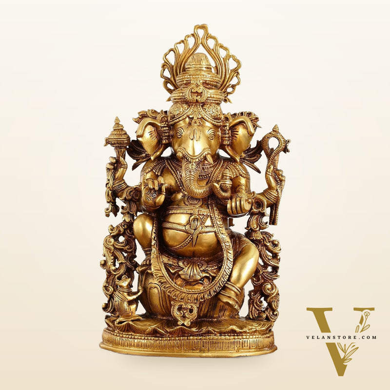 Pure Superfine Brass Lord Ganesha Unique Statue 14 inch