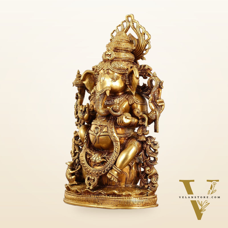 Pure Superfine Brass Lord Ganesha Unique Statue 14 inch