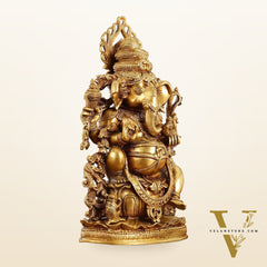 Pure Superfine Brass Lord Ganesha Unique Statue 14 inch