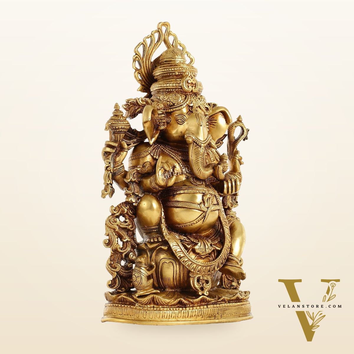 Pure Superfine Brass Lord Ganesha Unique Statue 14 inch