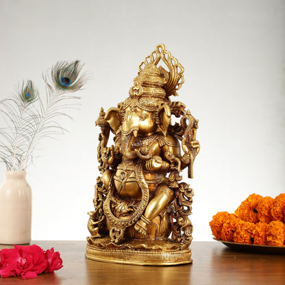 Pure Superfine Brass Lord Ganesha Unique Statue 14 inch