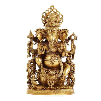 Pure Superfine Brass Lord Ganesha Unique Statue 14 inch