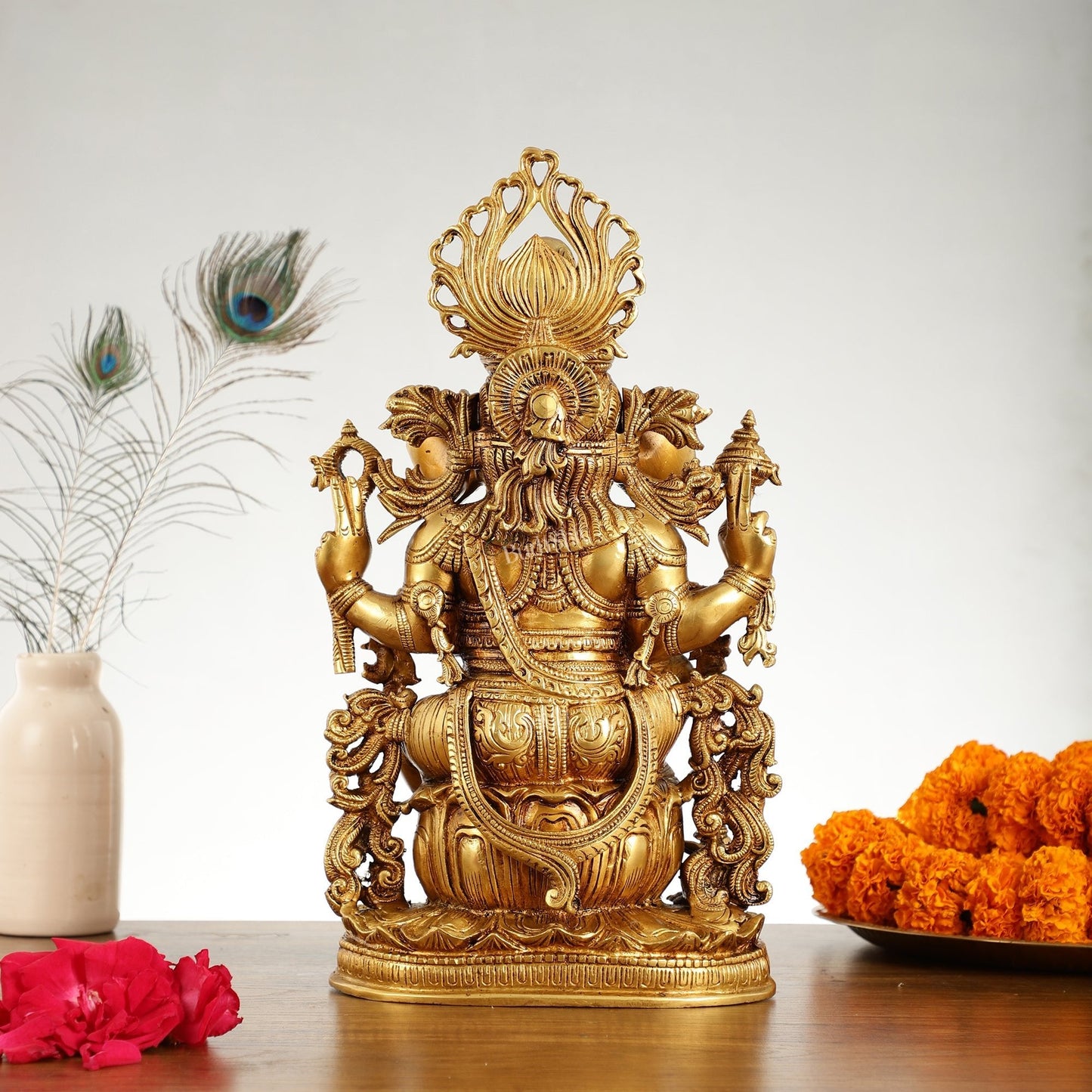 Pure Superfine Brass Lord Ganesha Unique Statue 14 inch