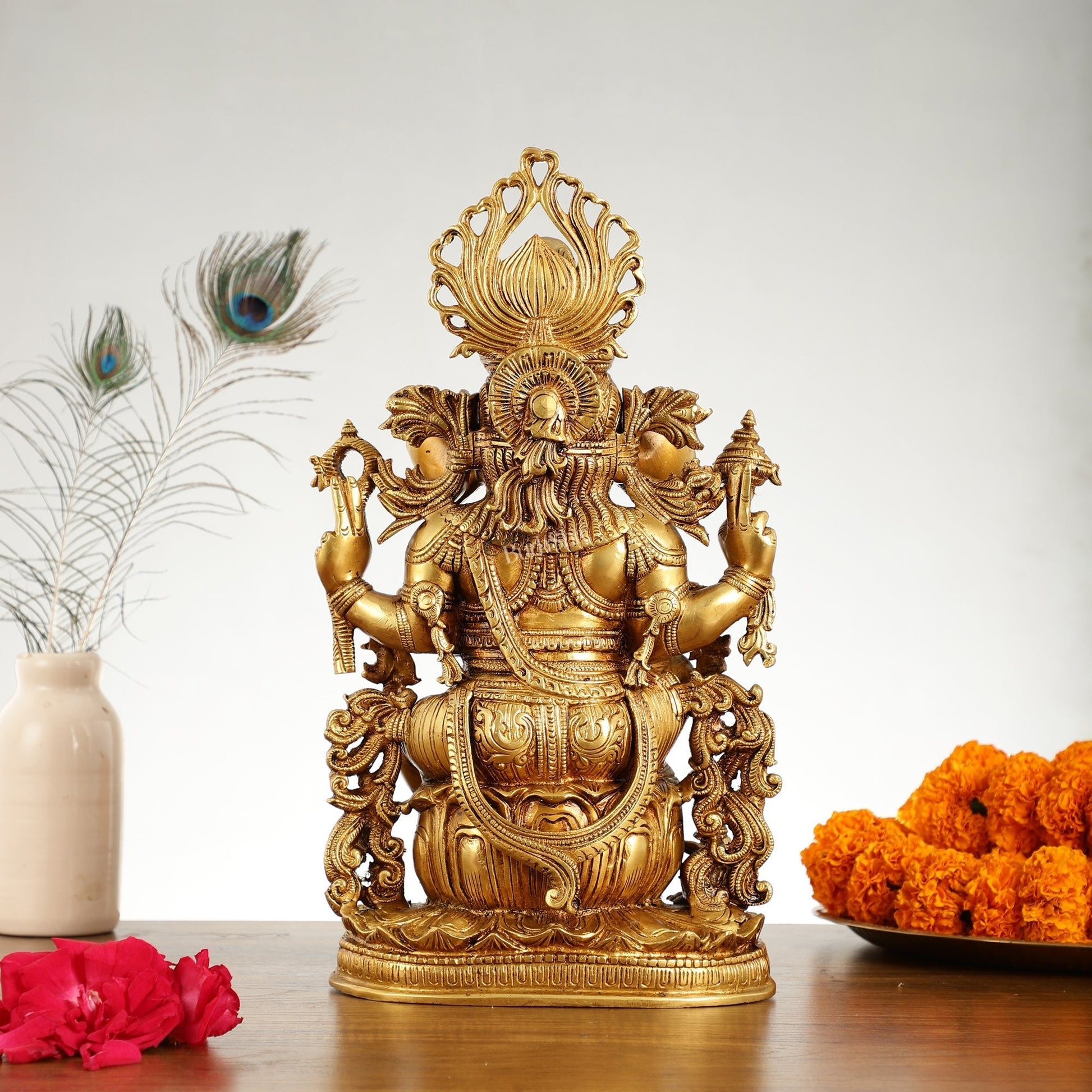 Pure Superfine Brass Lord Ganesha Unique Statue 14 inch